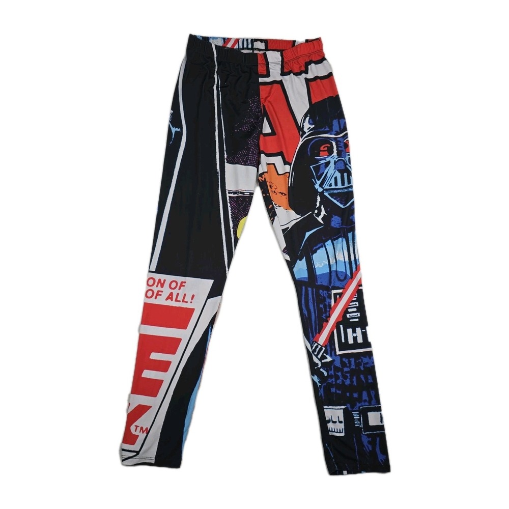 Star Wars Mighty Fine Darth Vader Comic Print Leggings Womens Large Red Black